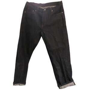 Uniqlo Selvedge Jeans Sz 32X34 Dark Wash Regular Fit Straight Mid Rise